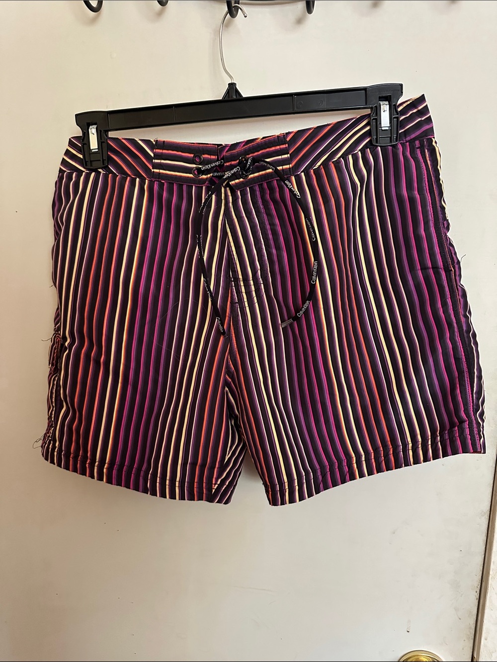 Calvin Klein Purple Multi-Stripe Swim Trunks